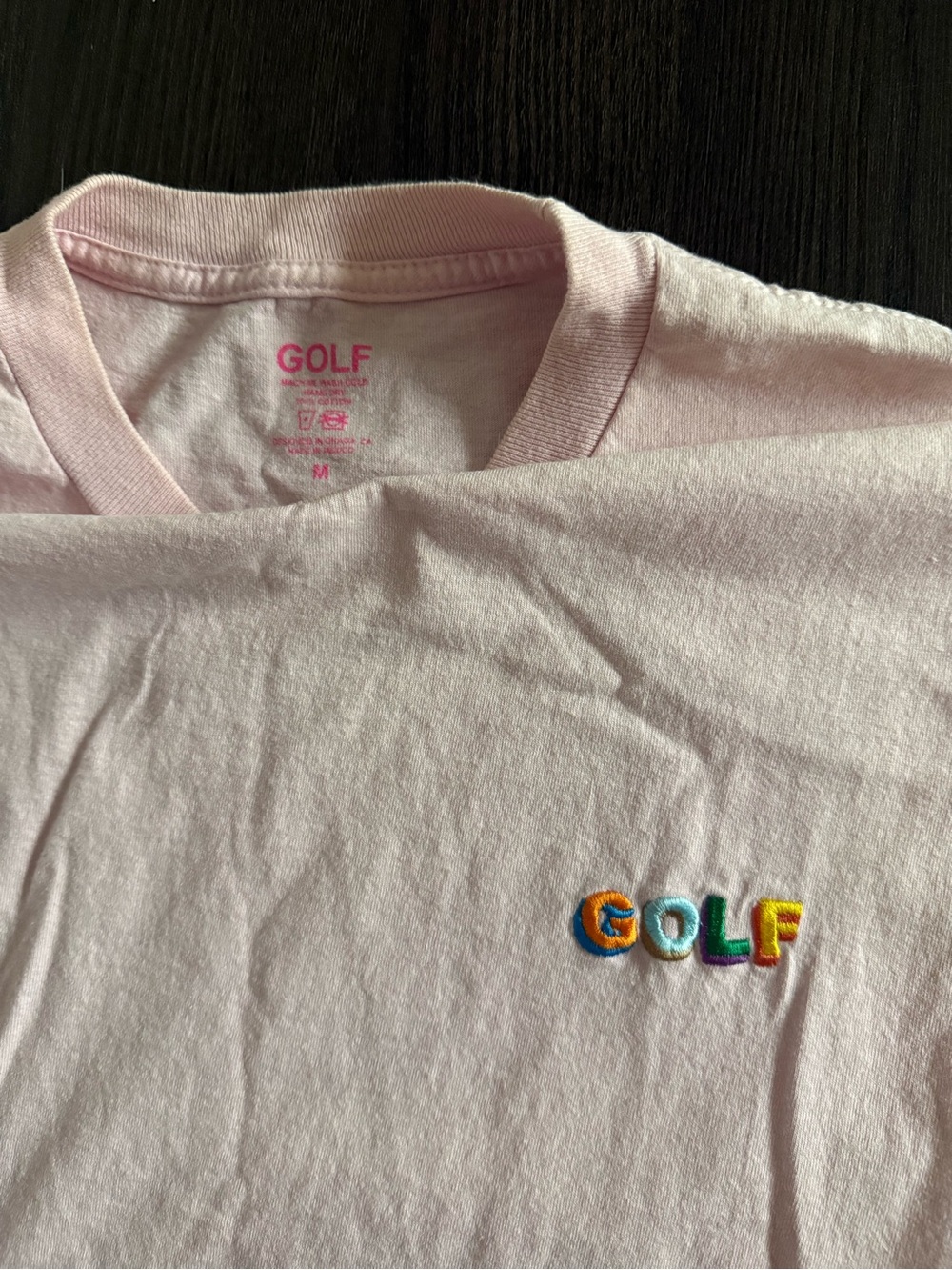 Golf Wang Light Pink Tee with Multicolor Embroidered GOLF